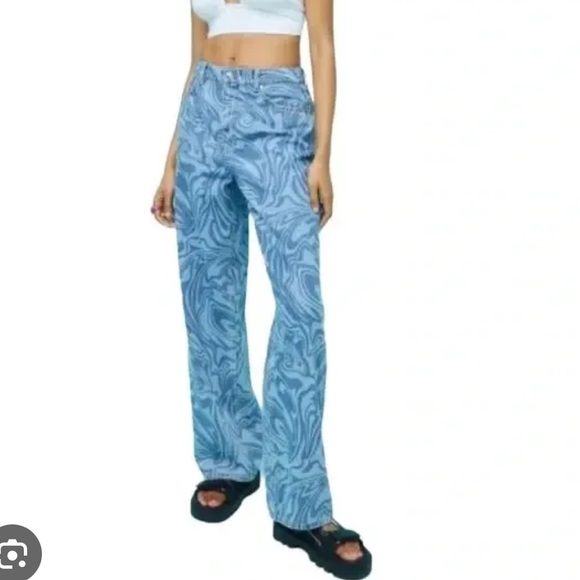 Divided baggy straight leg 90s funky pattern jeans - Picture 2 of 4